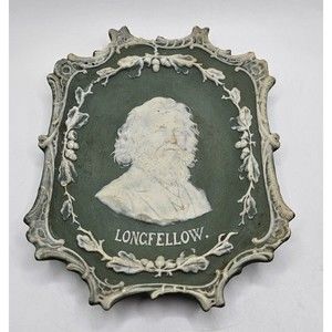 Antique Jasperware Henry Wadsworth Longfellow Germany Schafer & Vater Plaque